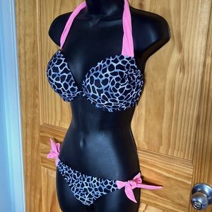 Animal Print Bikini w/ Pink Accents
